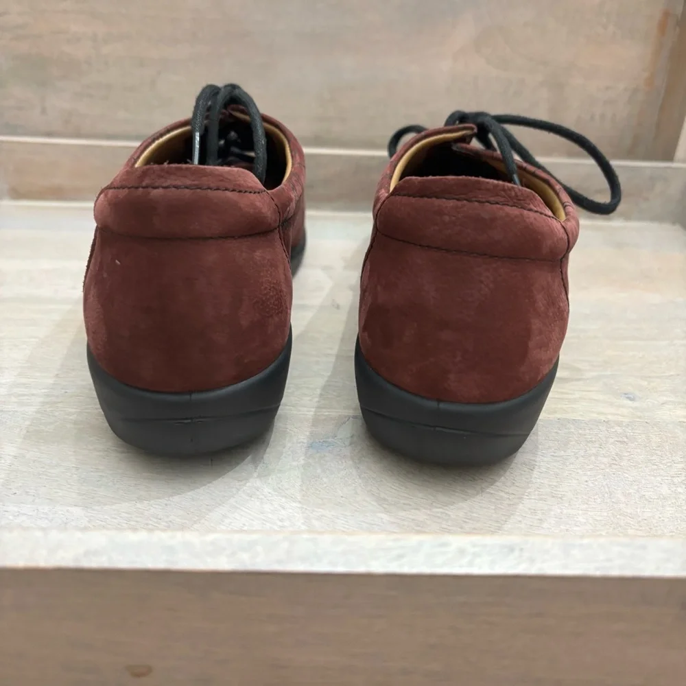 Hotter Dew lace-up shoes maroon print‎ nubuck leather suade feeling sz 8